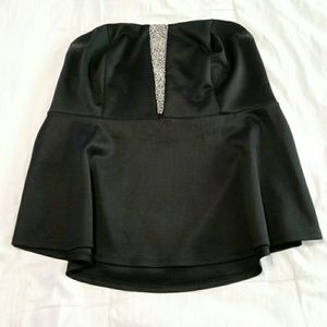 Torrid black tube top with rhinestone center
